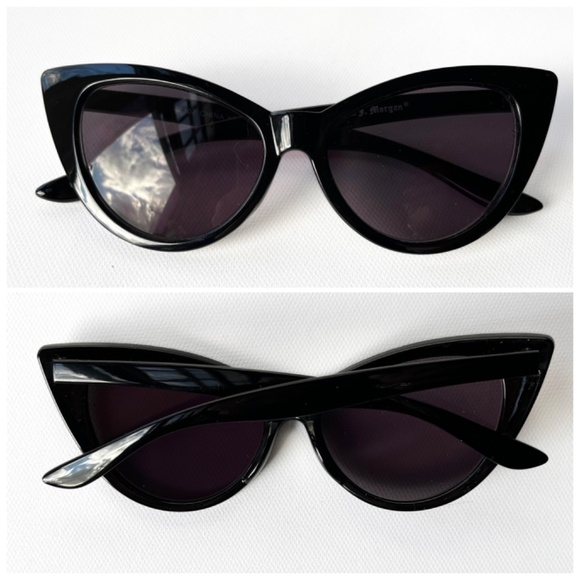 Vintage +1.00 Sun Reader Dead Stock Pointy Black Slanted Cat Eye Reading Glasses - Picture 3 of 13